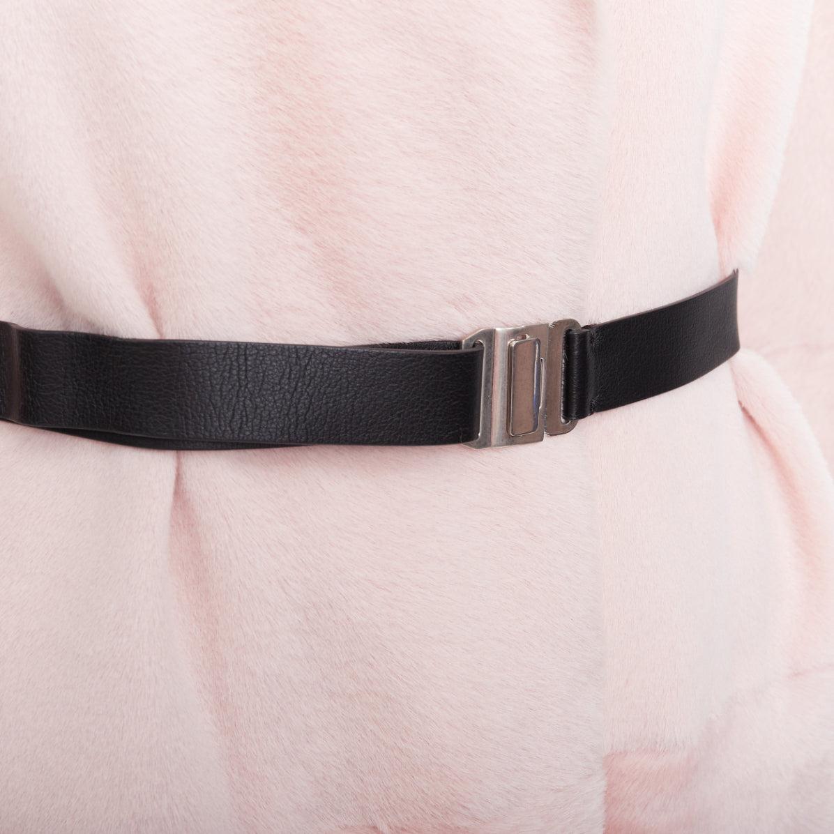 OLD CELINE 2015 cappotto rosa baby in pelle di agnello shearling con colletto FR40 L in vendita 3