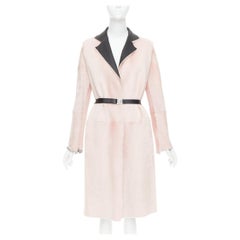 OLD CELINE 2015 baby pink lambskin shearling leather collar coat FR40 L