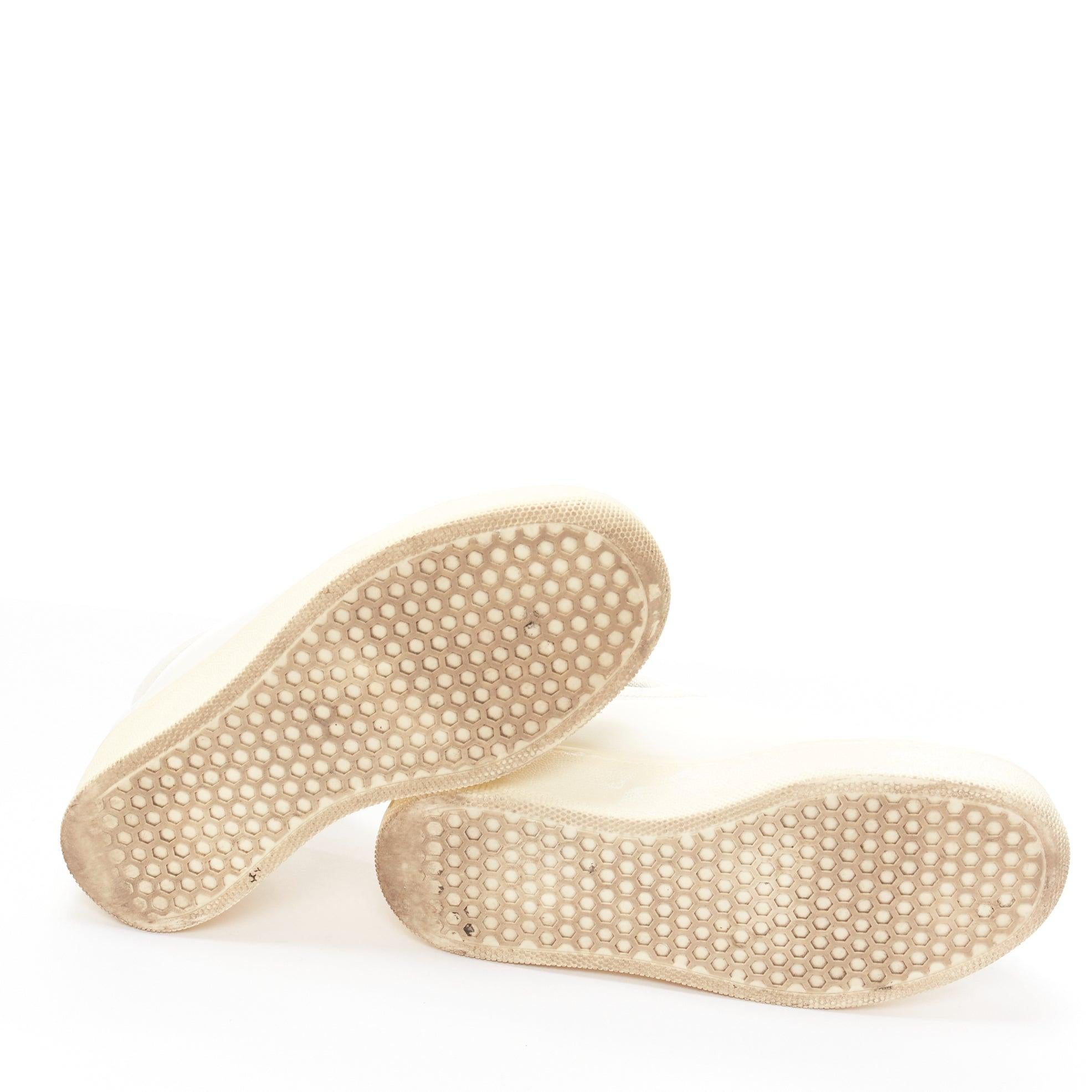 OLD CELINE 2015 cream leather padded logo tab platform skate shoes EU35 For Sale 6