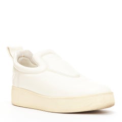 OLD CELINE 2015 cream leather padded logo tab platform skate shoes EU35