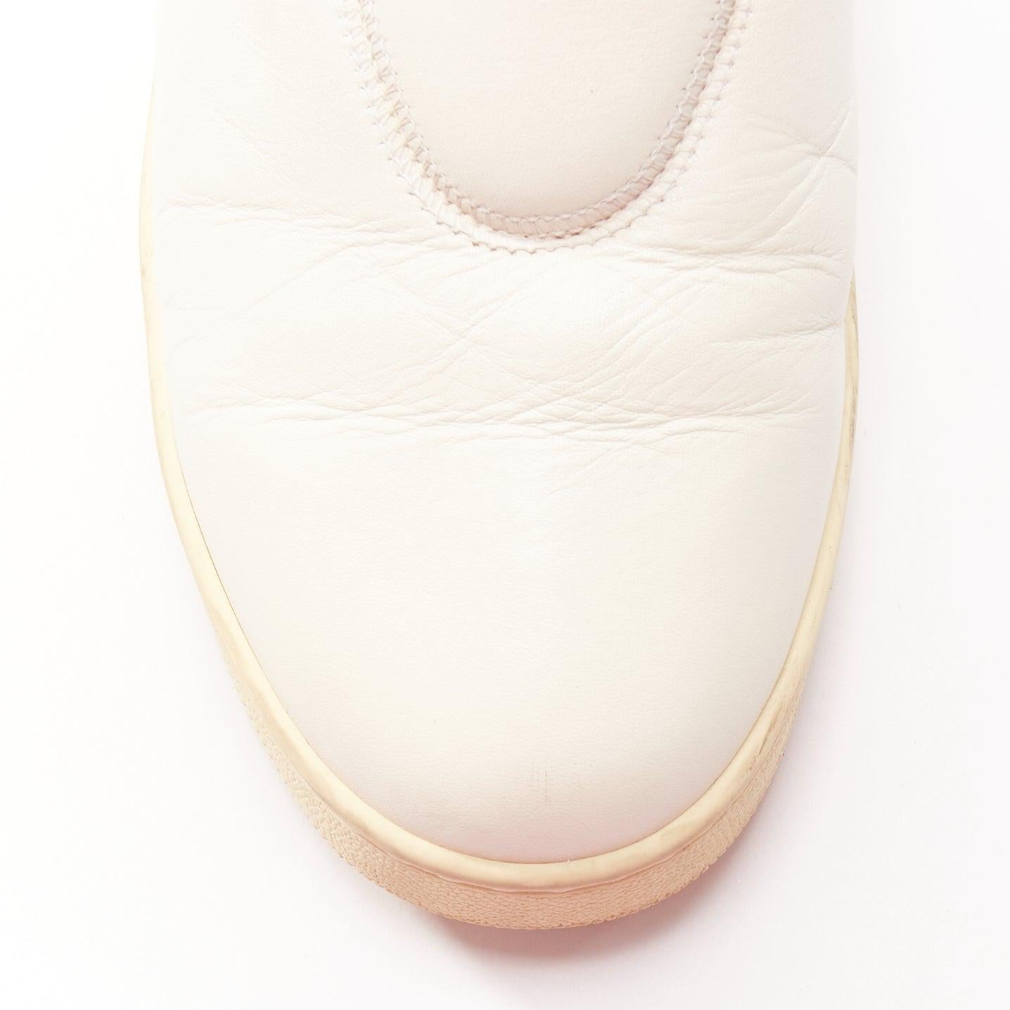 OLD CELINE 2015 cream leather padded logo tab platform skate shoes EU35 For Sale 1