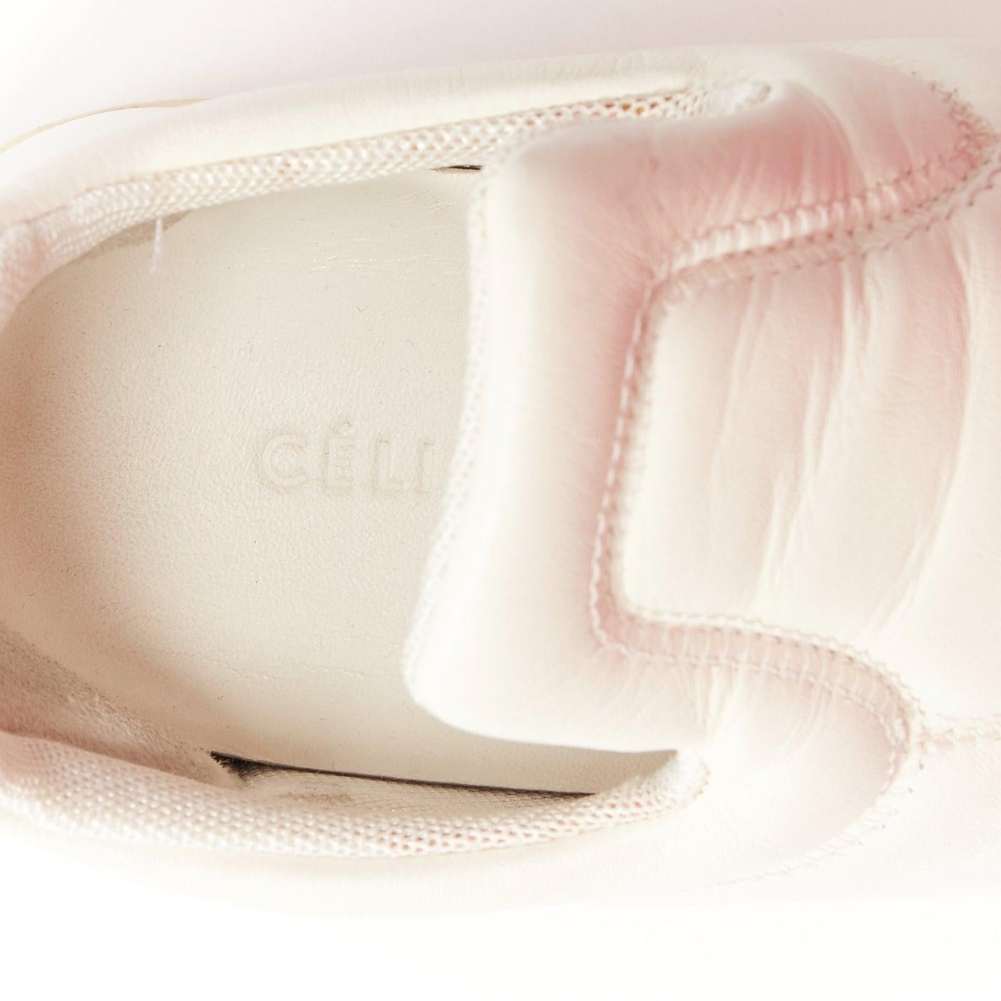 OLD CELINE 2015 cream leather padded logo tab platform skate shoes EU35 For Sale 4