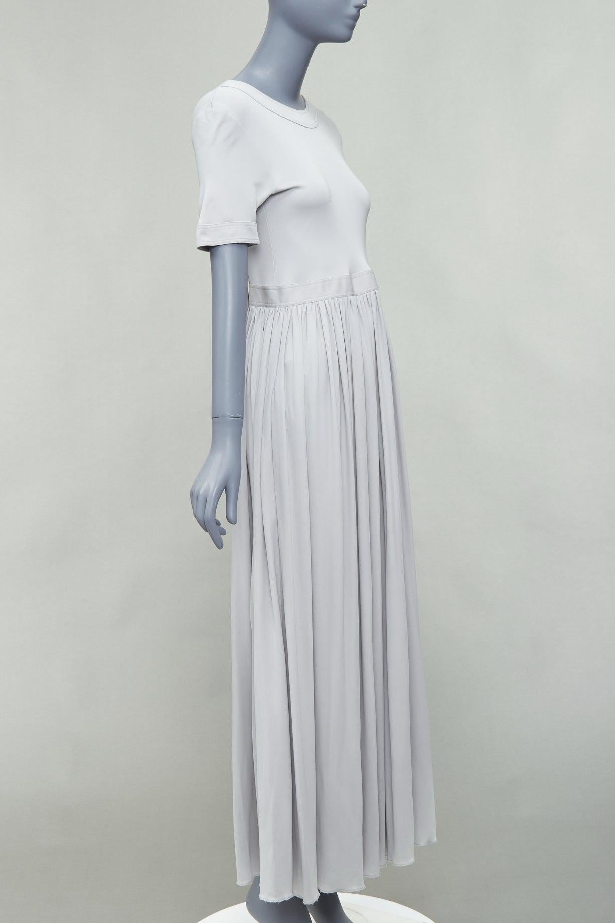Gray OLD CELINE 2016 grey open tie back short sleeve midi dress FR38 M