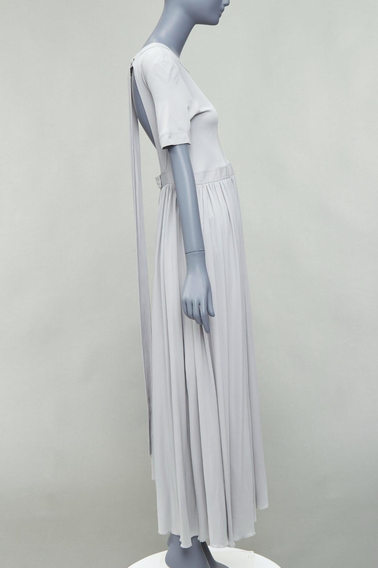 OLD CELINE 2016 grey open tie back short sleeve midi dress FR38 M In Fair Condition In Hong Kong, NT