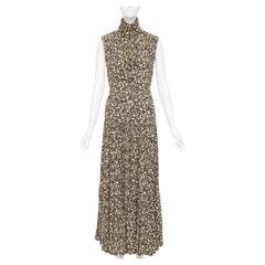 OLD CELINE 2016 Runway yellow black floral high neck midi dress FR36 S OLD CELINE 2016 Runway yellow black floral high neck midi dress FR36 S