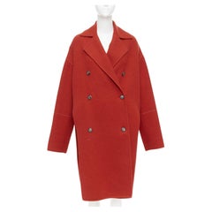 OLD CELINE 2017 100% cashmere red double breast oversized side slit coat FR36 S