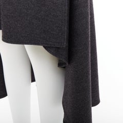 OLD CELINE 2017 Phoebe Philo dark grey wool blend hi low hem dress FR36 S