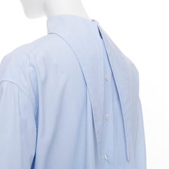 OLD CELINE 2017 Runway blue colorblock reversed pleated hem shirt dress