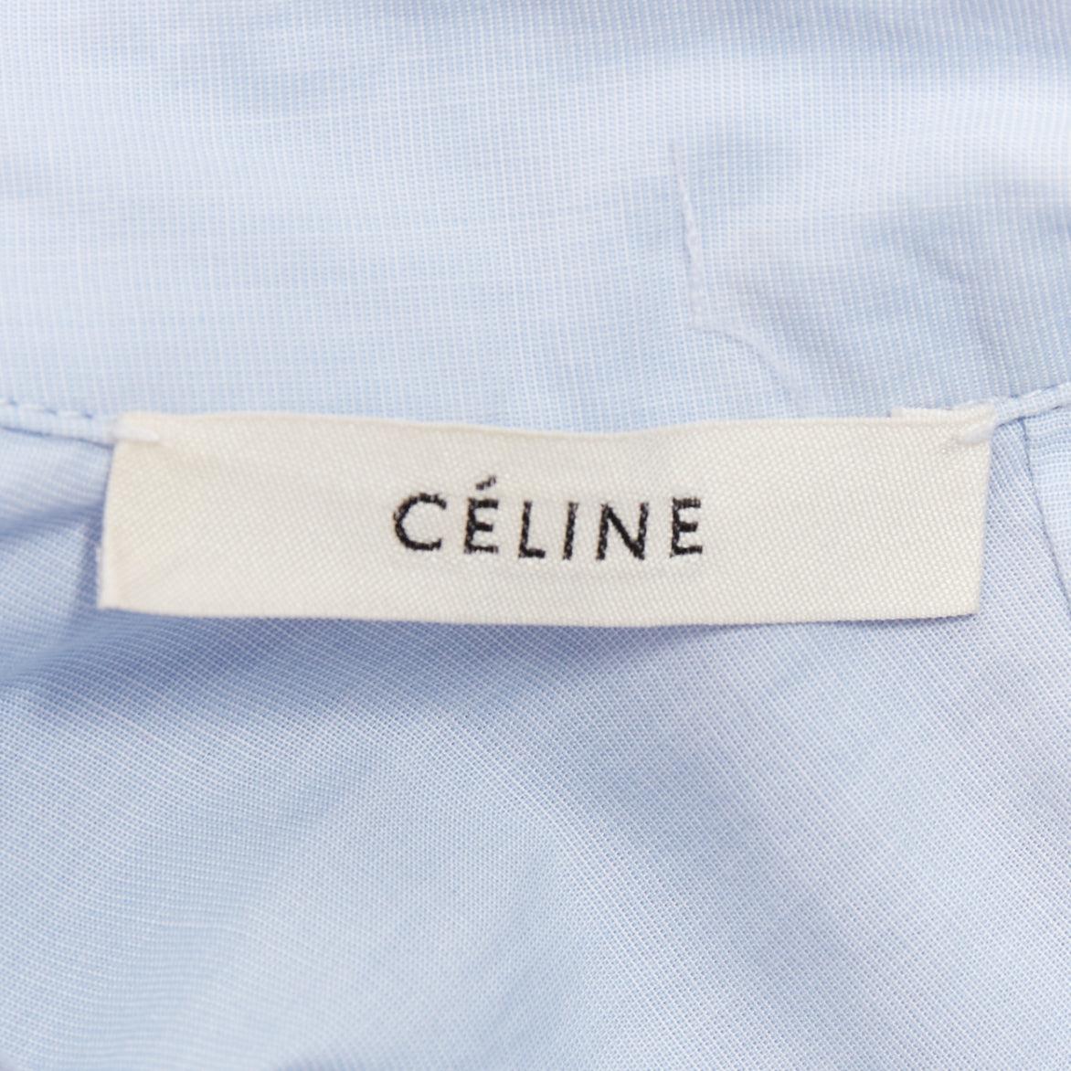 OLD Celine 2017 Abito camicia con orlo plissettato rovesciato colorblock blu della passerella in vendita 3