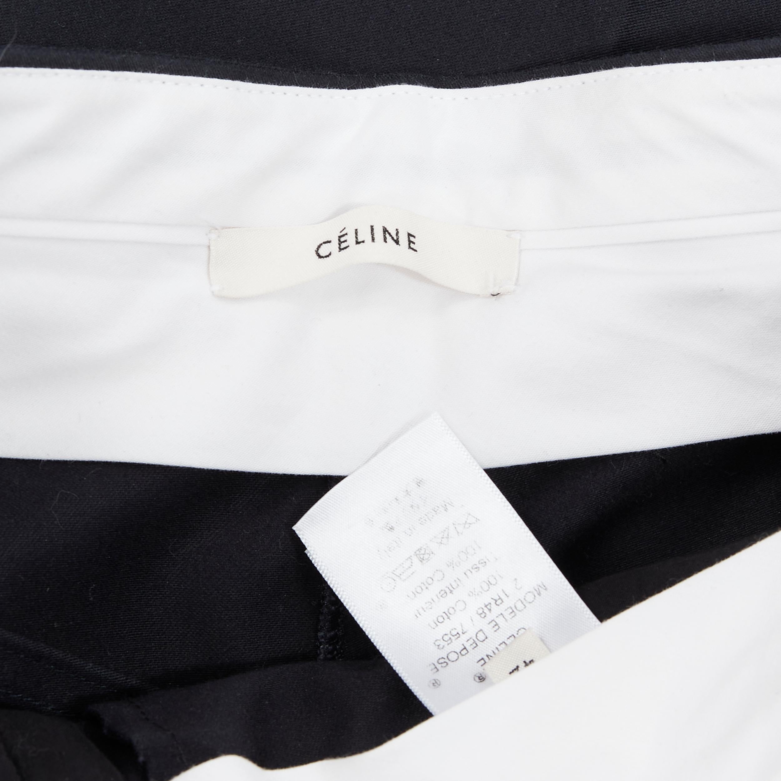 OLD CELINE pantaloni a gamba larga in cotone rigido nero con cuciture a pieghe FR42 5