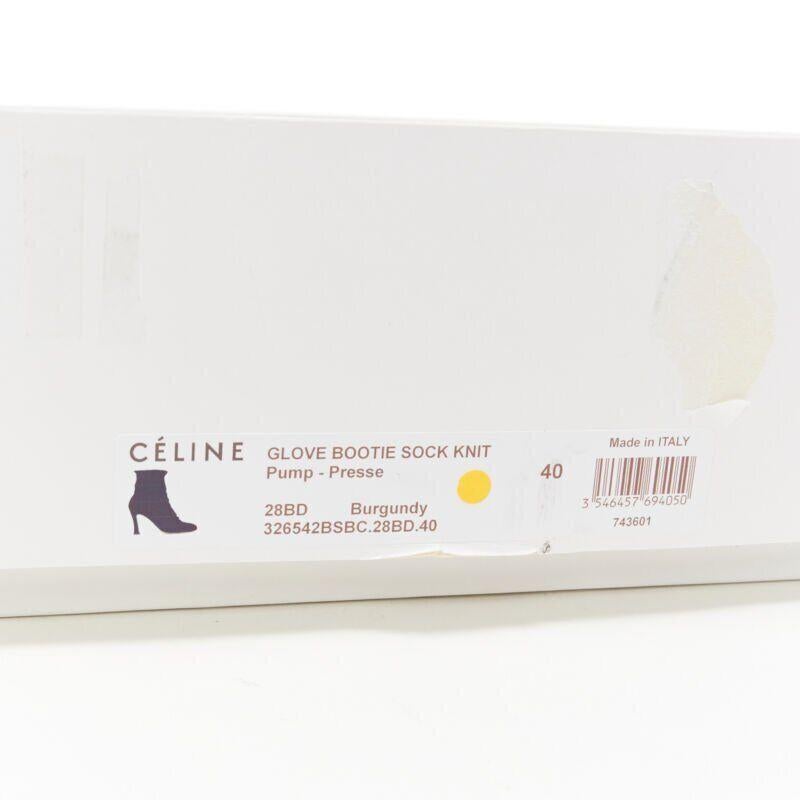 OLD Celine Glove Bootie bordeaux in maglia a calza testurizzata con punta quadrata EU40 in vendita 7