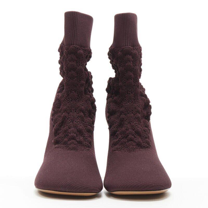 Nero OLD Celine Glove Bootie bordeaux in maglia a calza testurizzata con punta quadrata EU40 in vendita