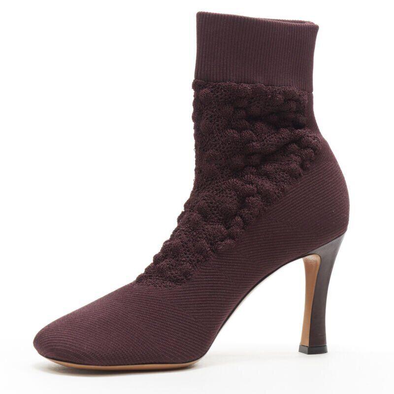 OLD Celine Glove Bootie bordeaux in maglia a calza testurizzata con punta quadrata EU40 In condizioni Nuovo in vendita a Hong Kong, NT