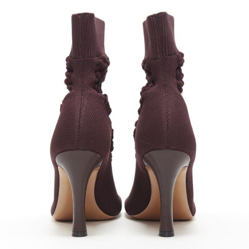 Donna OLD Celine Glove Bootie bordeaux in maglia a calza testurizzata con punta quadrata EU40 in vendita