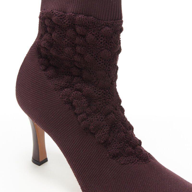 OLD Celine Glove Bootie bordeaux in maglia a calza testurizzata con punta quadrata EU40 in vendita 3