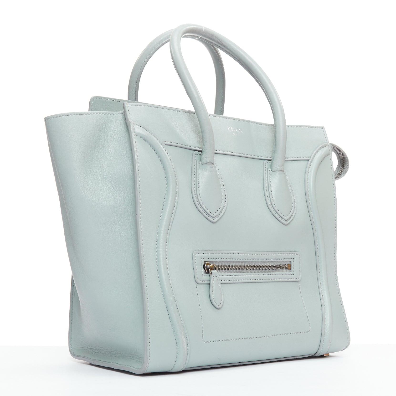 Gray OLD CELINE Luggage Medium pastel blue leather tote bag For Sale
