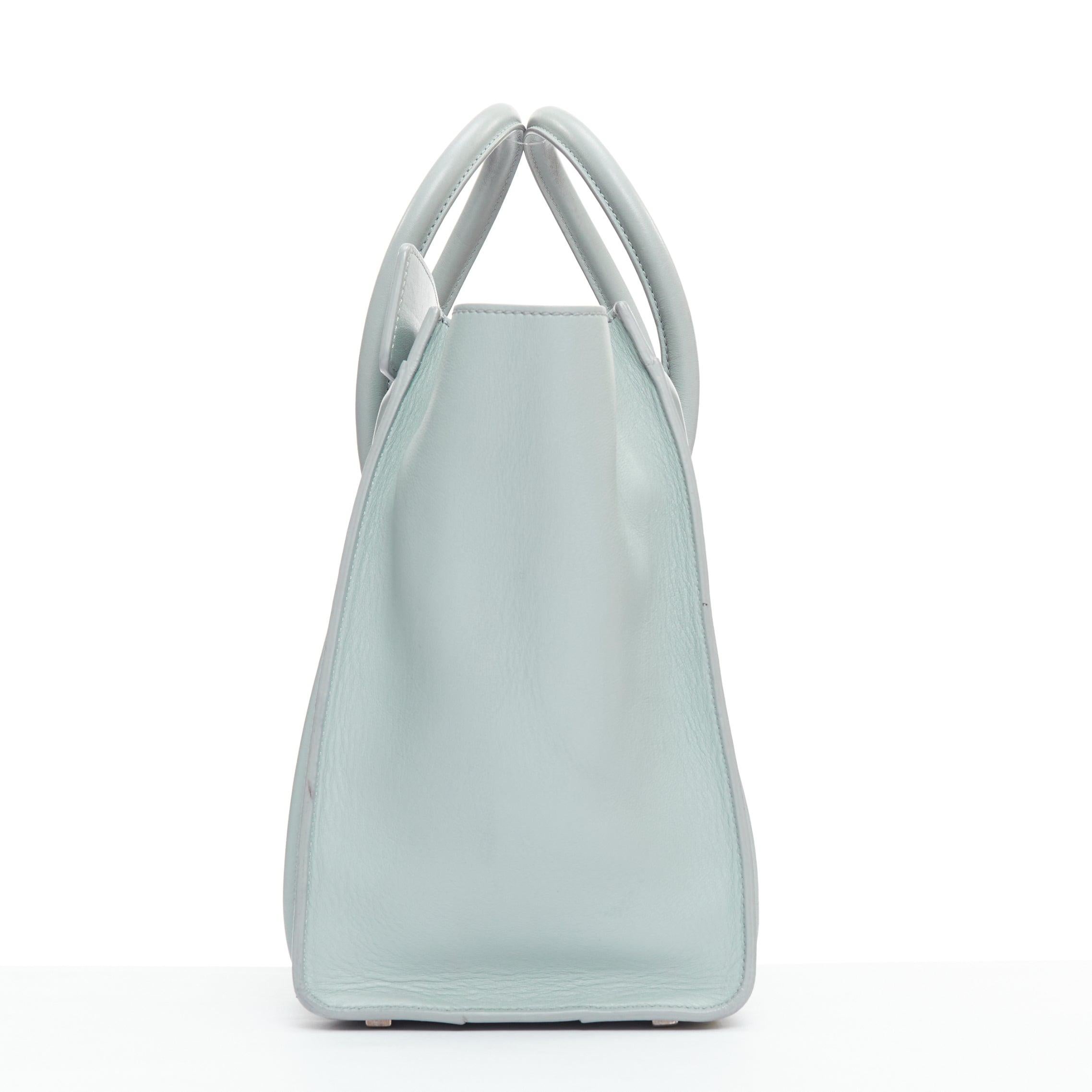 OLD CELINE Luggage Medium pastel blue leather tote bag In Good Condition For Sale In Hong Kong, NT