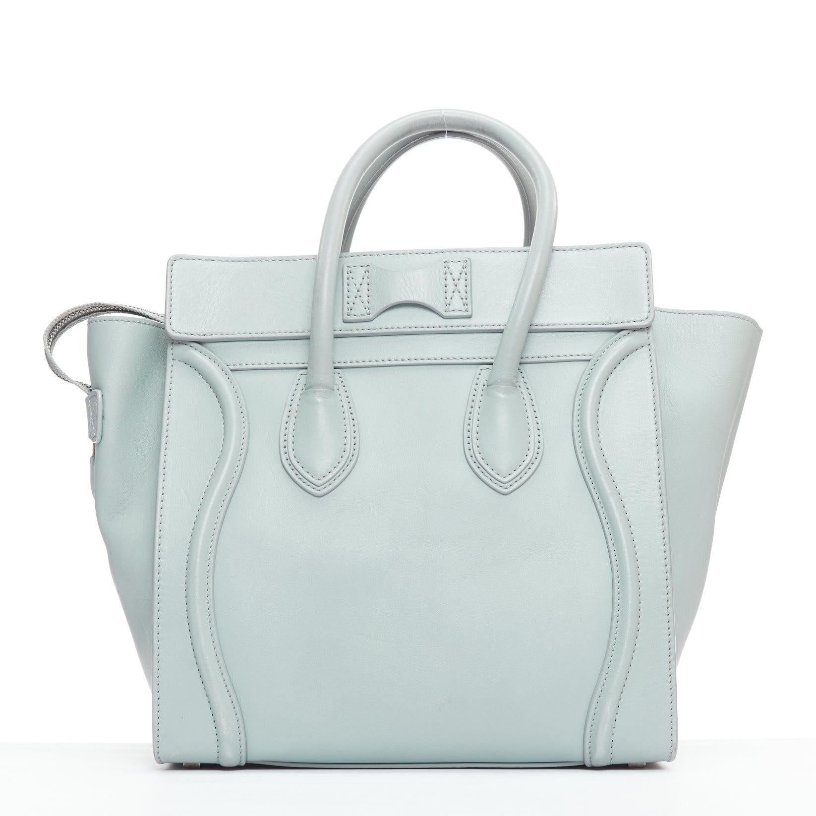 Women's OLD CELINE Luggage Medium pastel blue leather tote bag For Sale