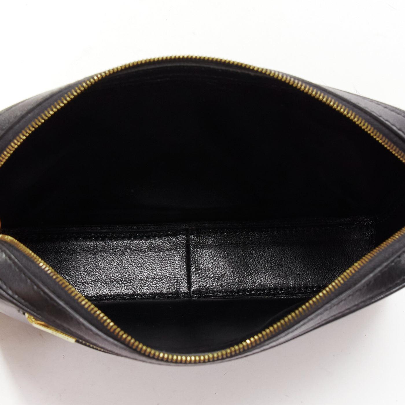 OLD CELINE Mustang Vintage Car print black leather gold foil wristlet clutch bag For Sale 4