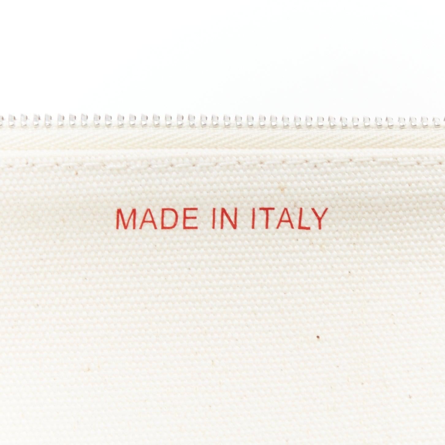 OLD CELINE Philo Made In red logo cream canvas leather trim tote bag 6