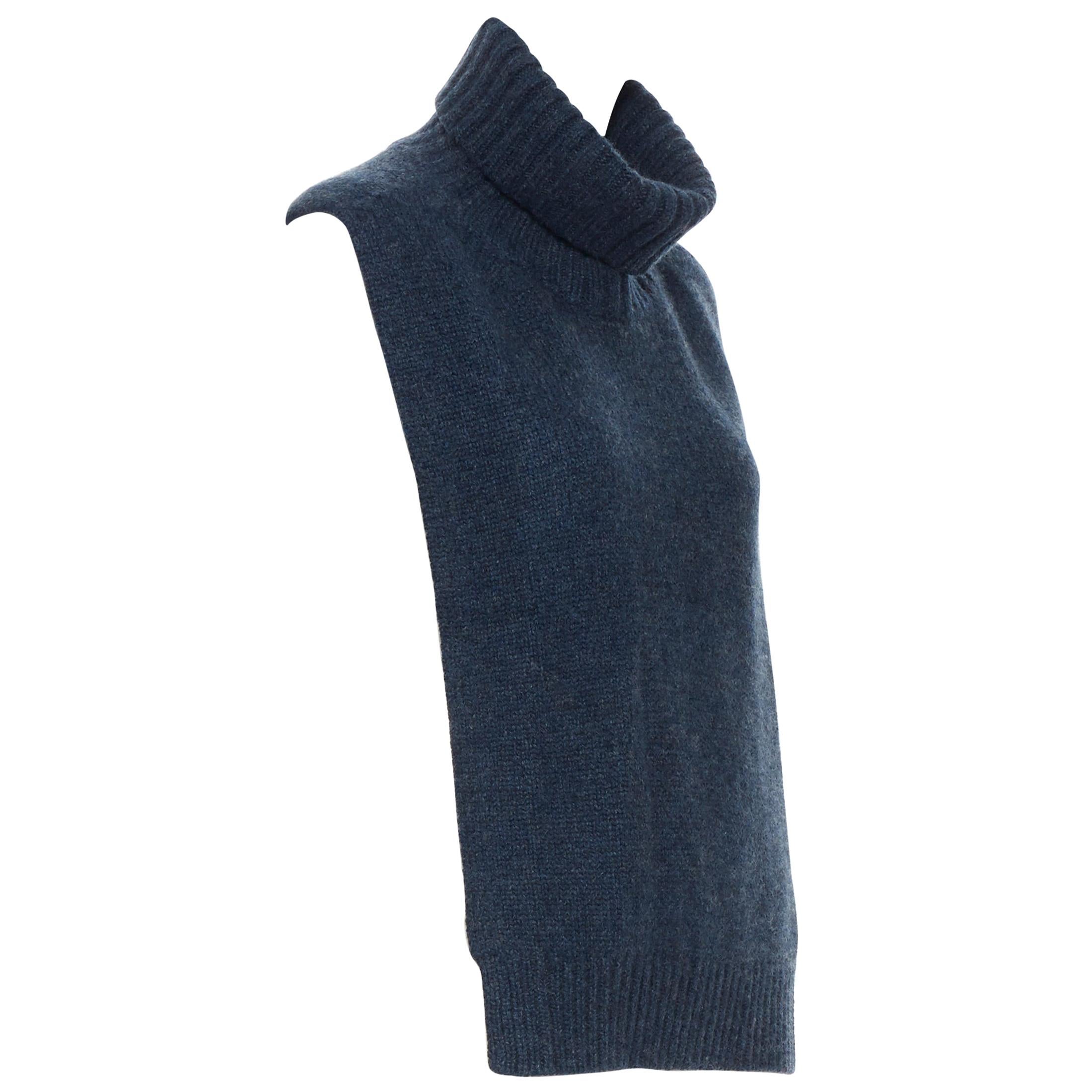OLD CELINE PHOEBE PHILO 100% cashmere  blue turtleneck dickie scarf neckwarmer