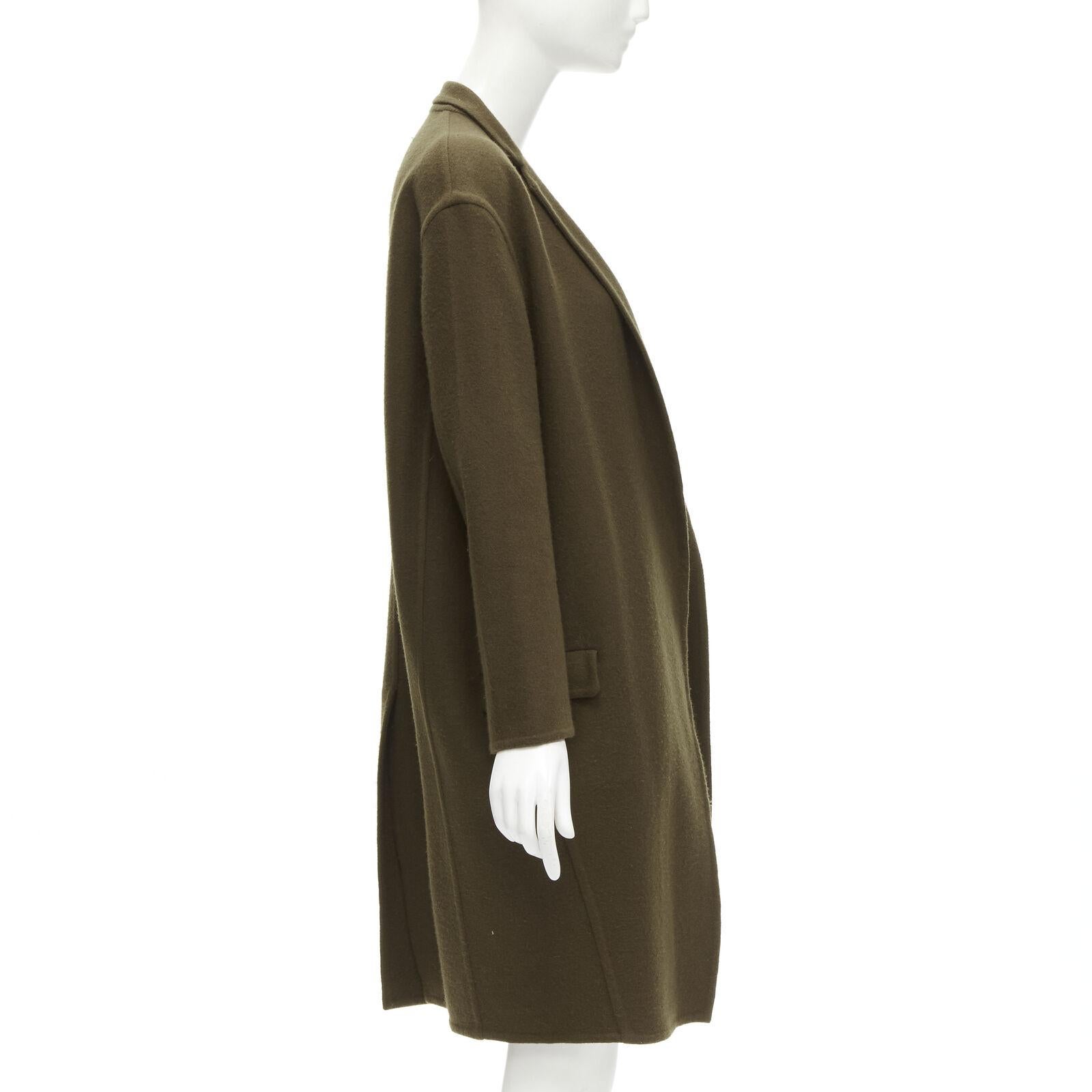 OLD CELINE Phoebe Philo 100% cashmere dark green unlined oversized coat FR34 XS In Excellent Condition In Hong Kong, NT