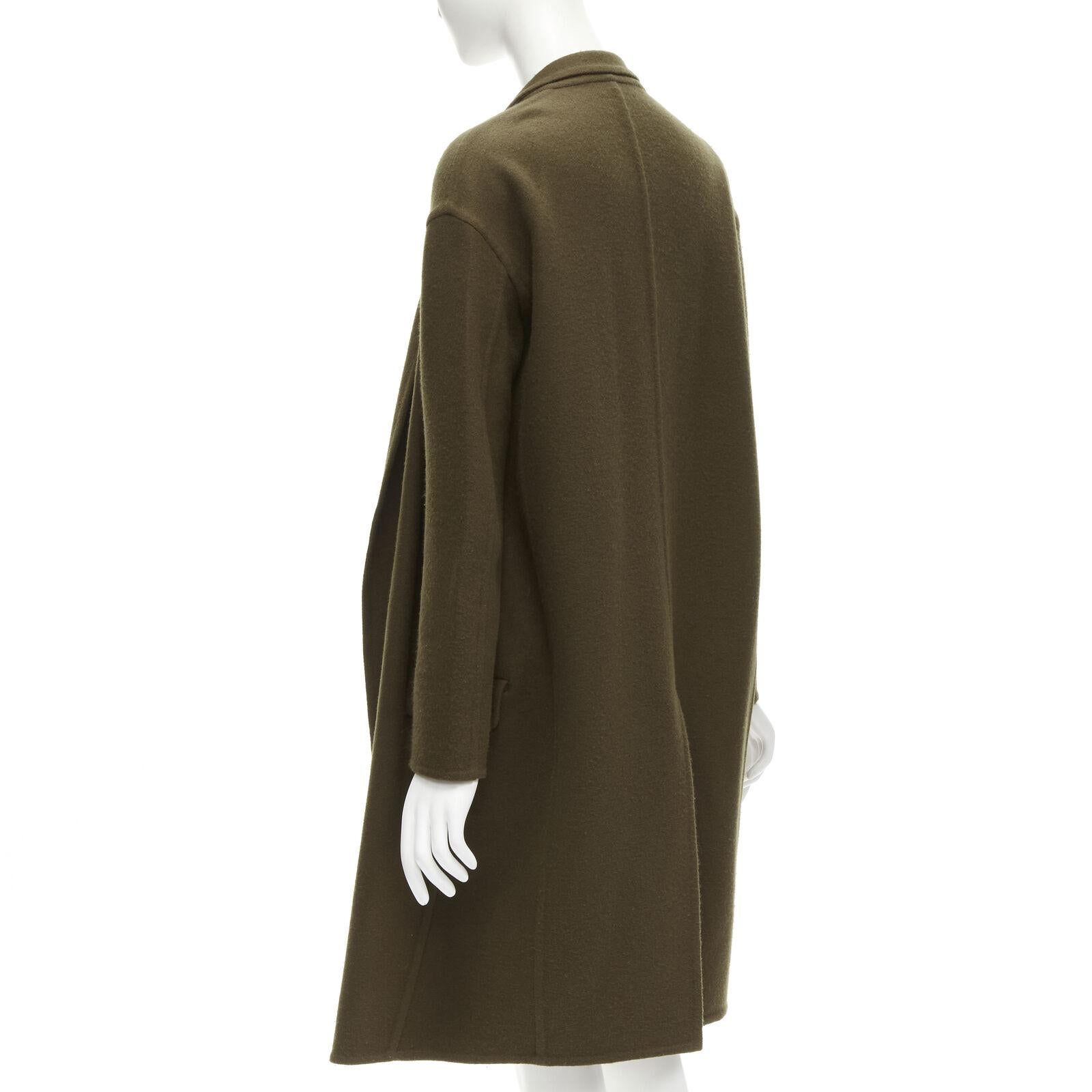 OLD CELINE Phoebe Philo 100% cashmere dark green unlined oversized coat FR34 XS 1
