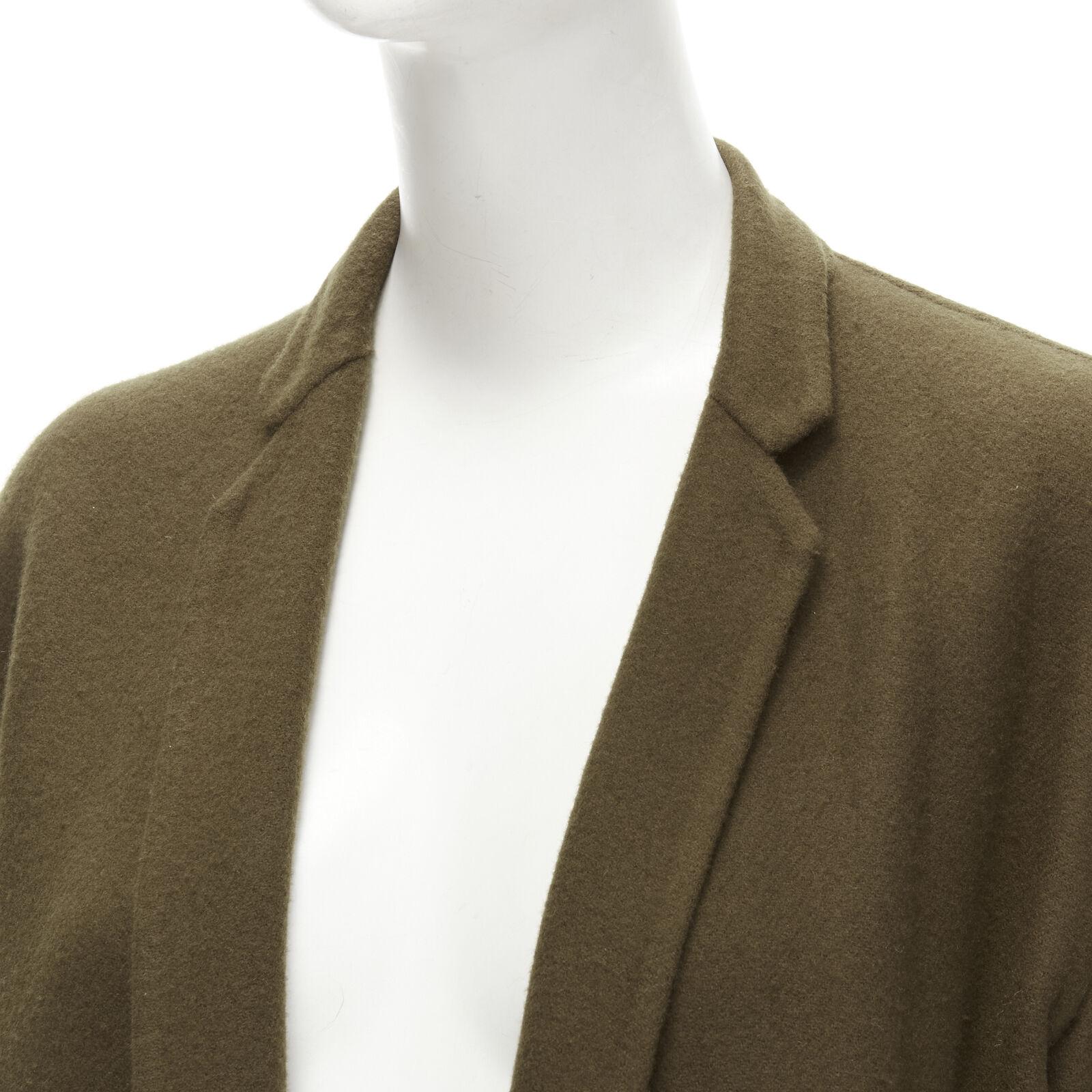 OLD CELINE Phoebe Philo 100% cashmere dark green unlined oversized coat FR34 XS 2