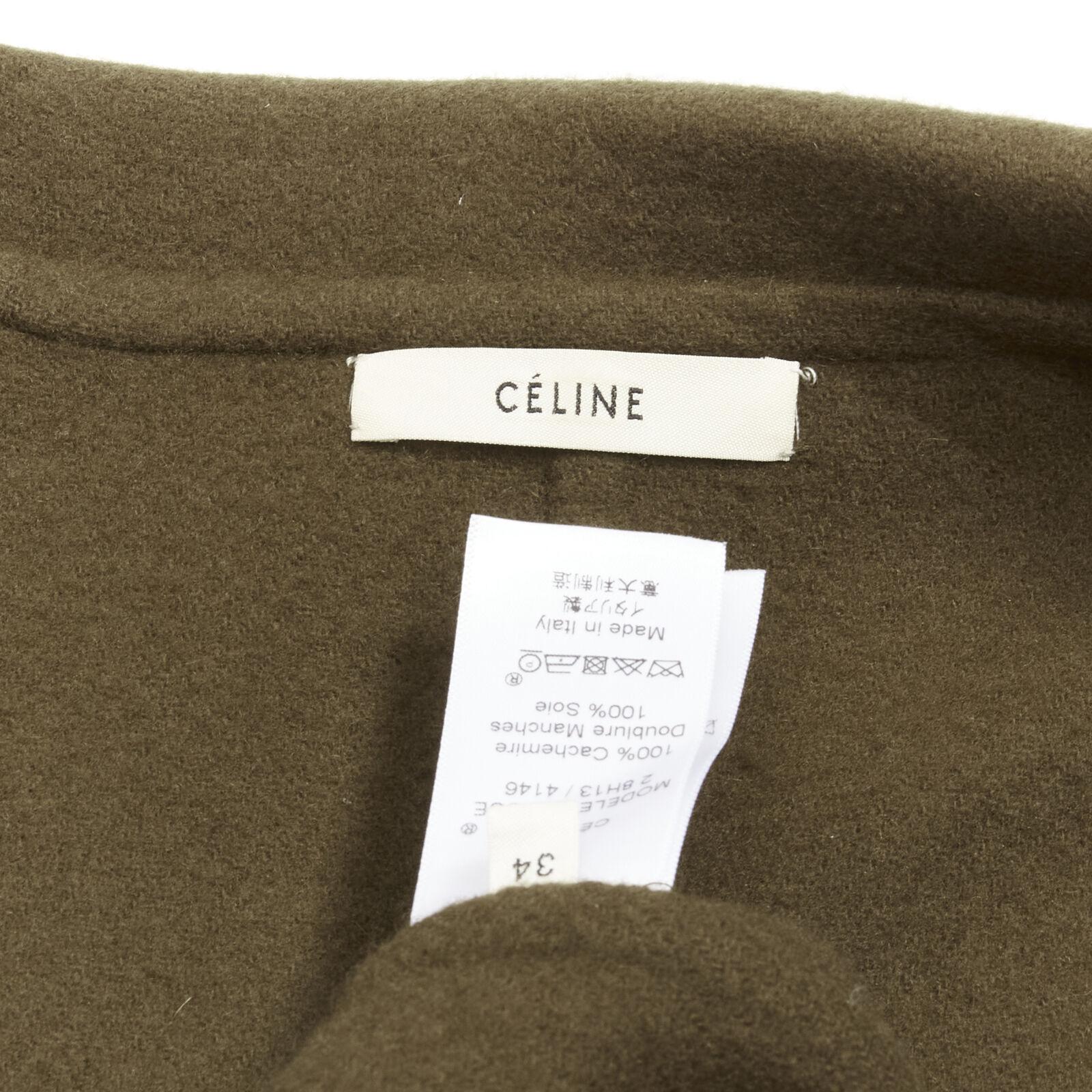 OLD CELINE Phoebe Philo 100% cashmere dark green unlined oversized coat FR34 XS 3