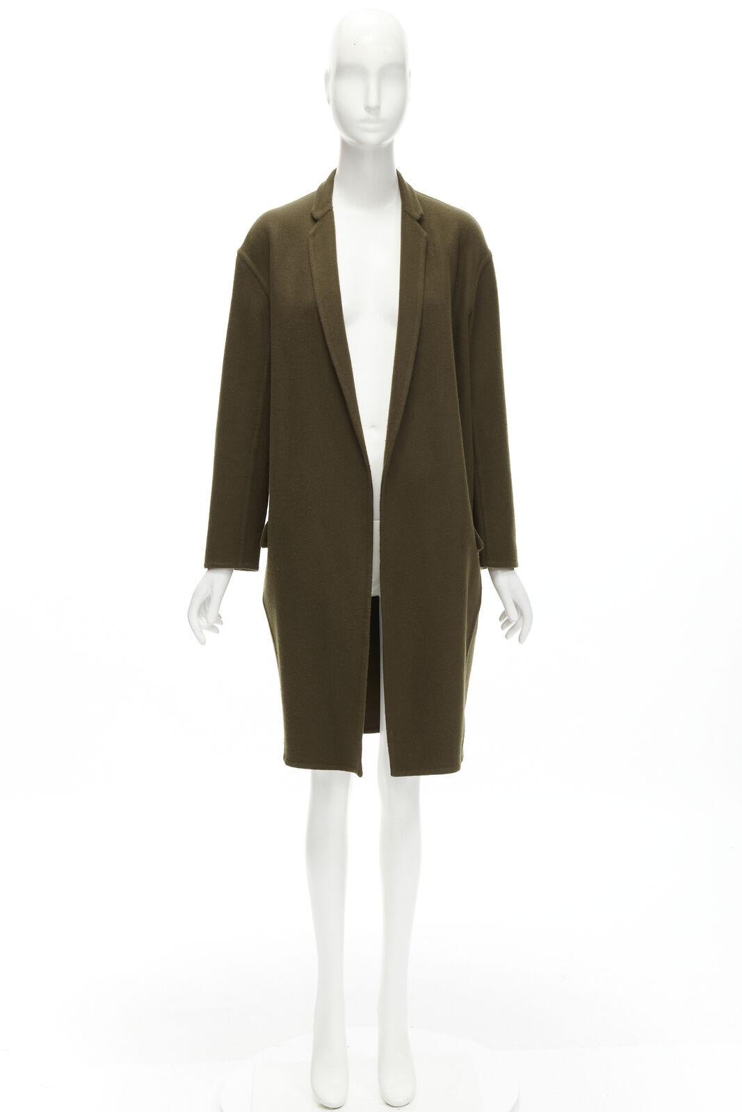 OLD CELINE Phoebe Philo 100% cashmere dark green unlined oversized coat FR34 XS 4