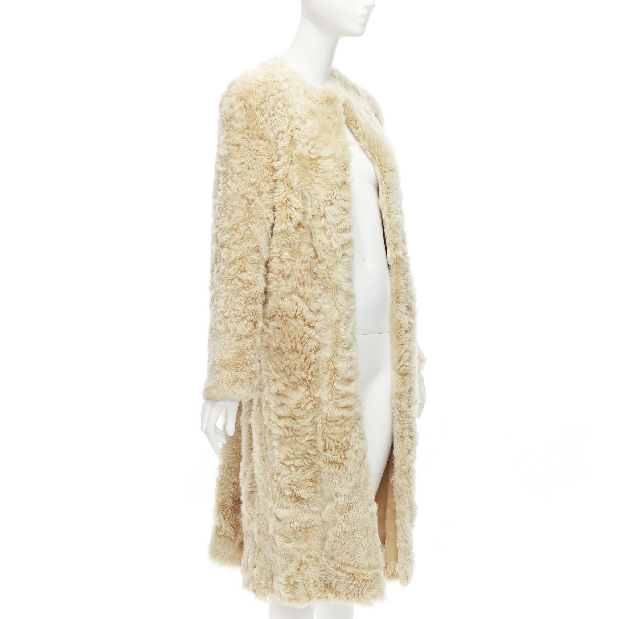 OLD CELINE Phoebe Philo 100% lambskin shearling longline fur coat FR36 S In Good Condition For Sale In Hong Kong, NT