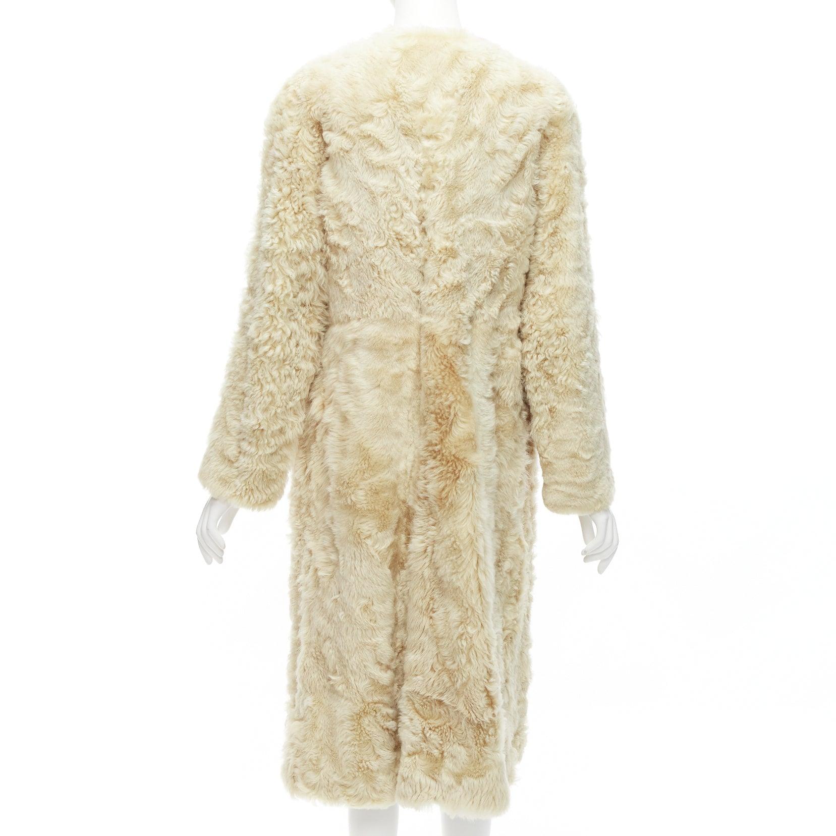 OLD CELINE Phoebe Philo 100% lambskin shearling longline fur coat FR36 S 1