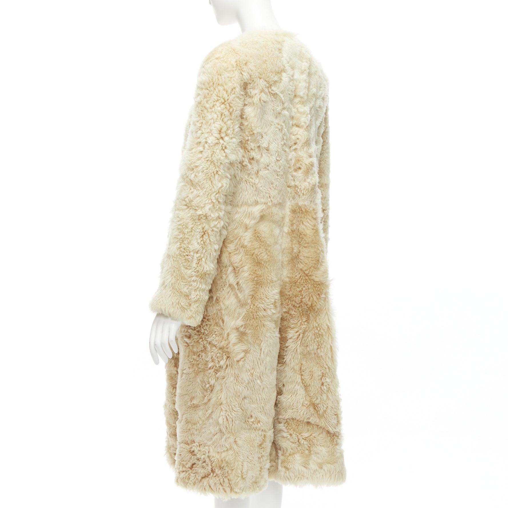 OLD CELINE Phoebe Philo 100% lambskin shearling longline fur coat FR36 S For Sale 2