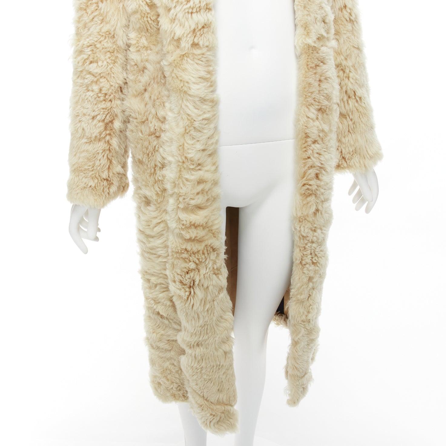 OLD CELINE Phoebe Philo 100% lambskin shearling longline fur coat FR36 S 3