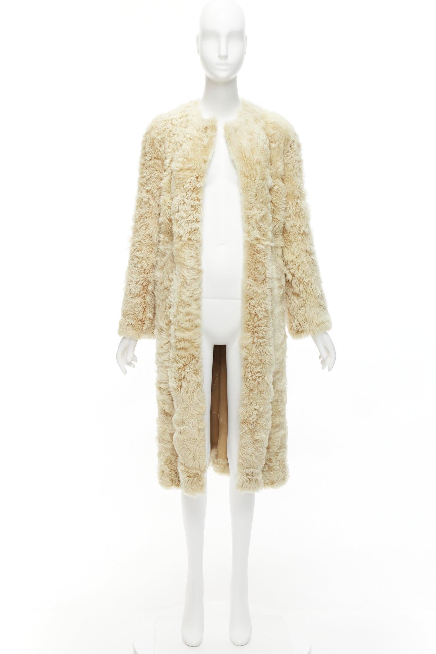 OLD CELINE Phoebe Philo 100% lambskin shearling longline fur coat FR36 S For Sale 5