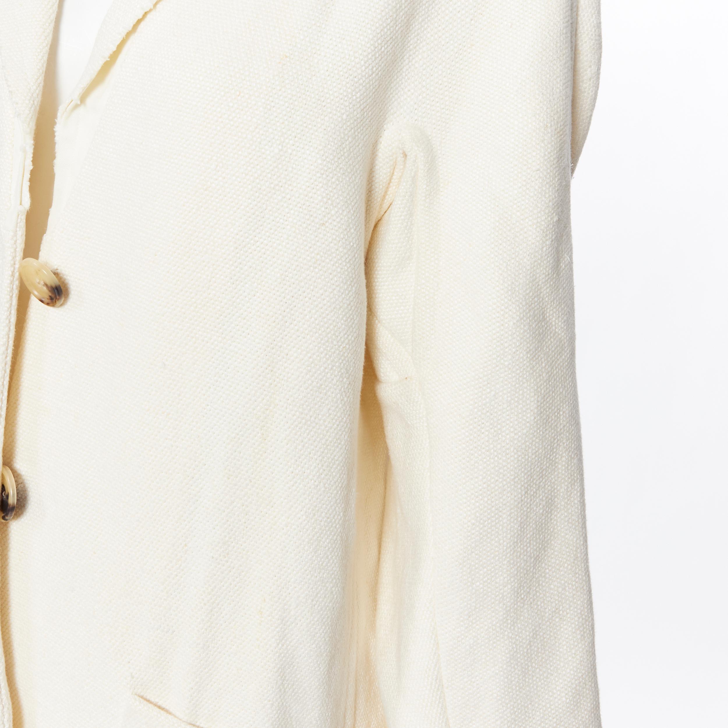 OLD CELINE PHOEBE PHILO 100% linen raw frayed hem beige cocoon coat jacket FR34 1