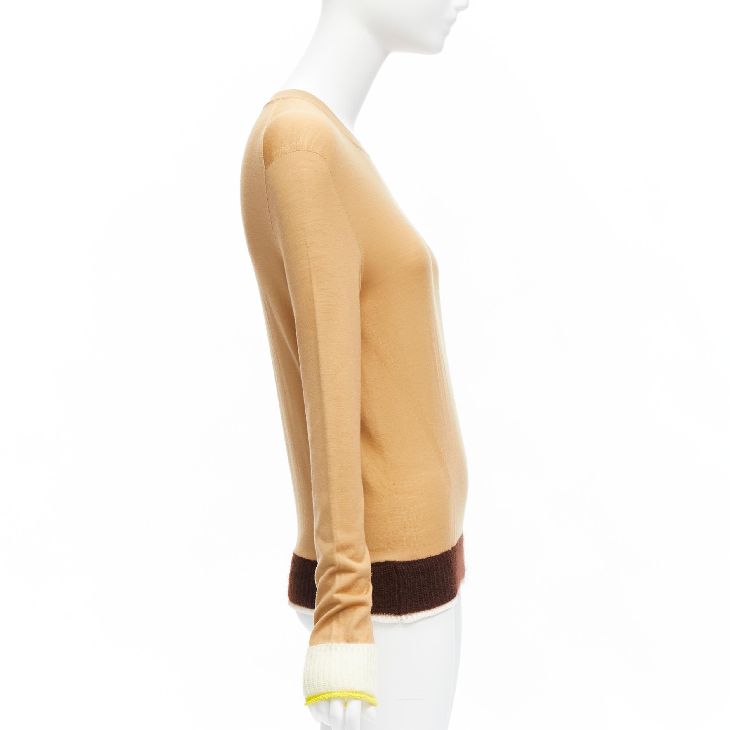 OLD CELINE Phoebe Philo Pull à manches contrastées en mohair 100 % laine avec logo Triomphe XS Excellent état - En vente à Hong Kong, NT