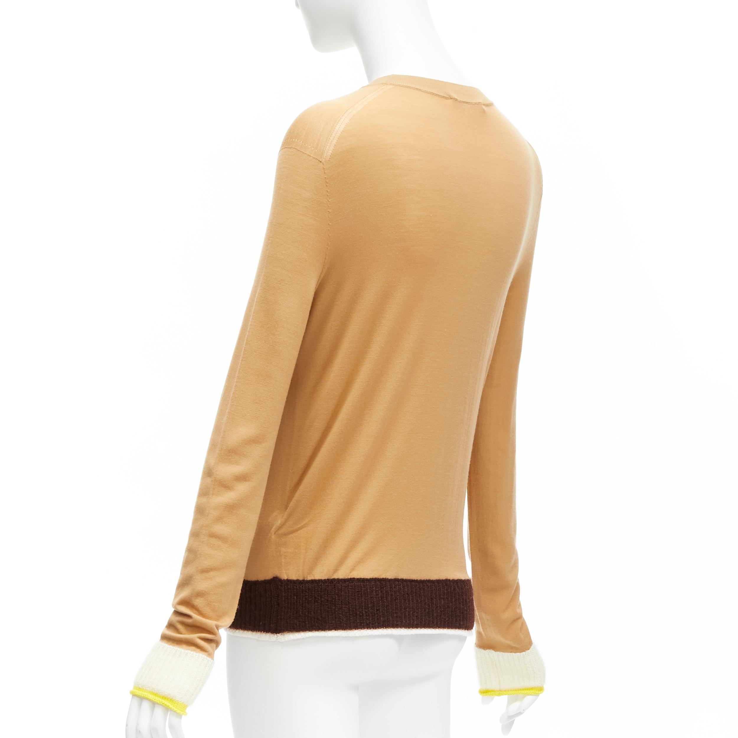 OLD CELINE Phoebe Philo Pull à manches contrastées en mohair 100 % laine avec logo Triomphe XS en vente 1