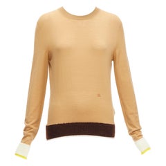 OLD CELINE Phoebe Philo 100% lana y mohair Jersey con puños en contraste con logotipo Triomphe XS