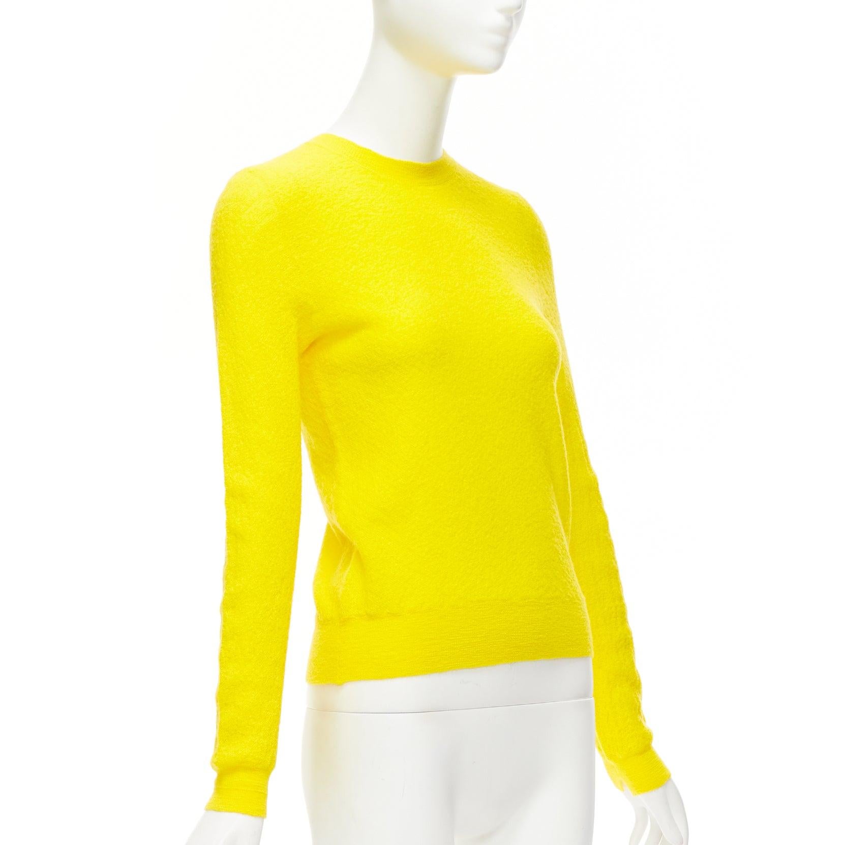 Yellow OLD CELINE Phoebe Philo 100% wool sunshine yellow crew neck sweater S For Sale