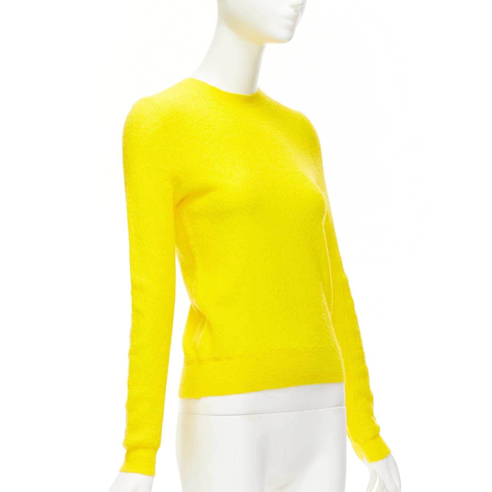 OLD CELINE Phoebe Philo 100% wool sunshine yellow crew neck sweater S In Excellent Condition For Sale In Hong Kong, NT