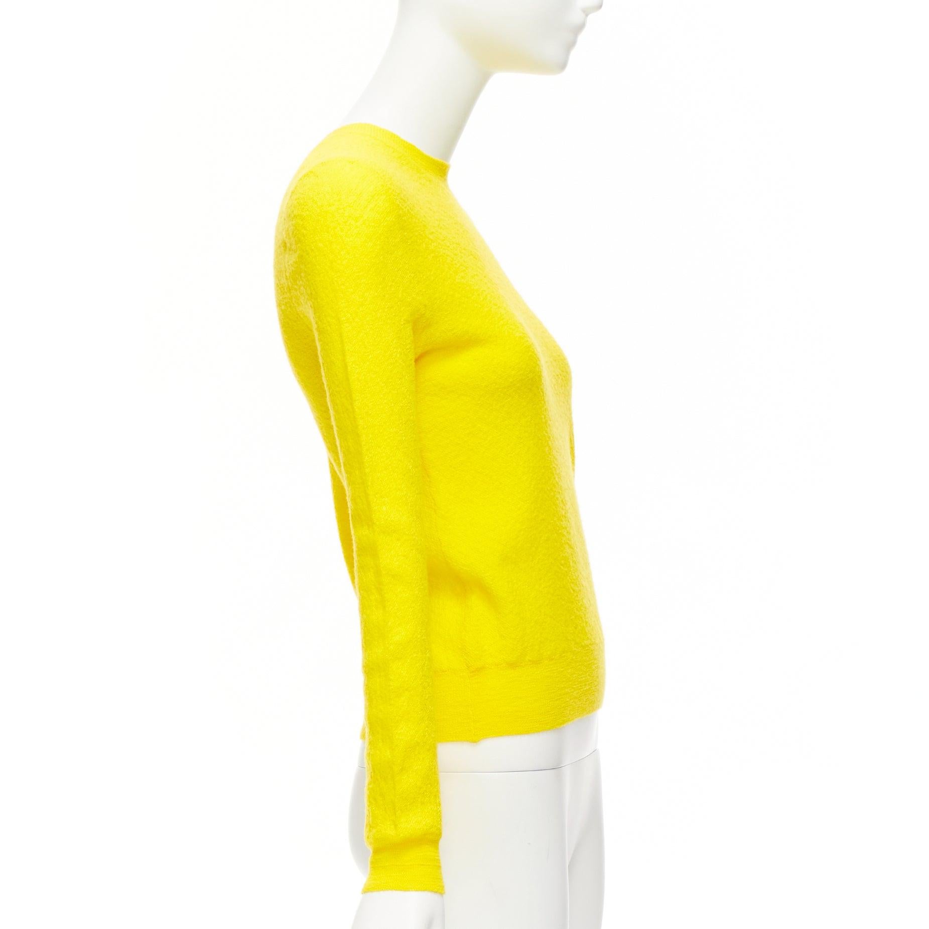 OLD CELINE Phoebe Philo 100% wool sunshine yellow crew neck sweater S In Excellent Condition For Sale In Hong Kong, NT