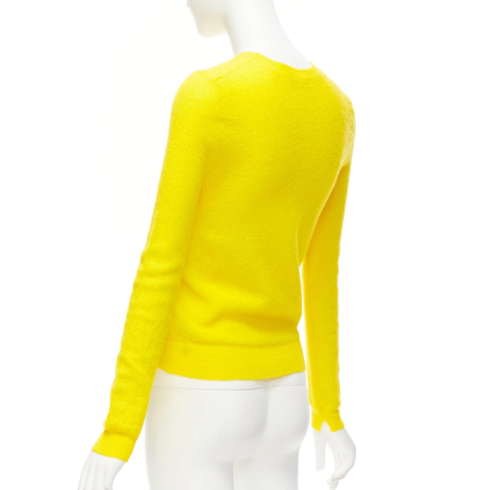 OLD CELINE Phoebe Philo 100% wool sunshine yellow crew neck sweater S For Sale 2