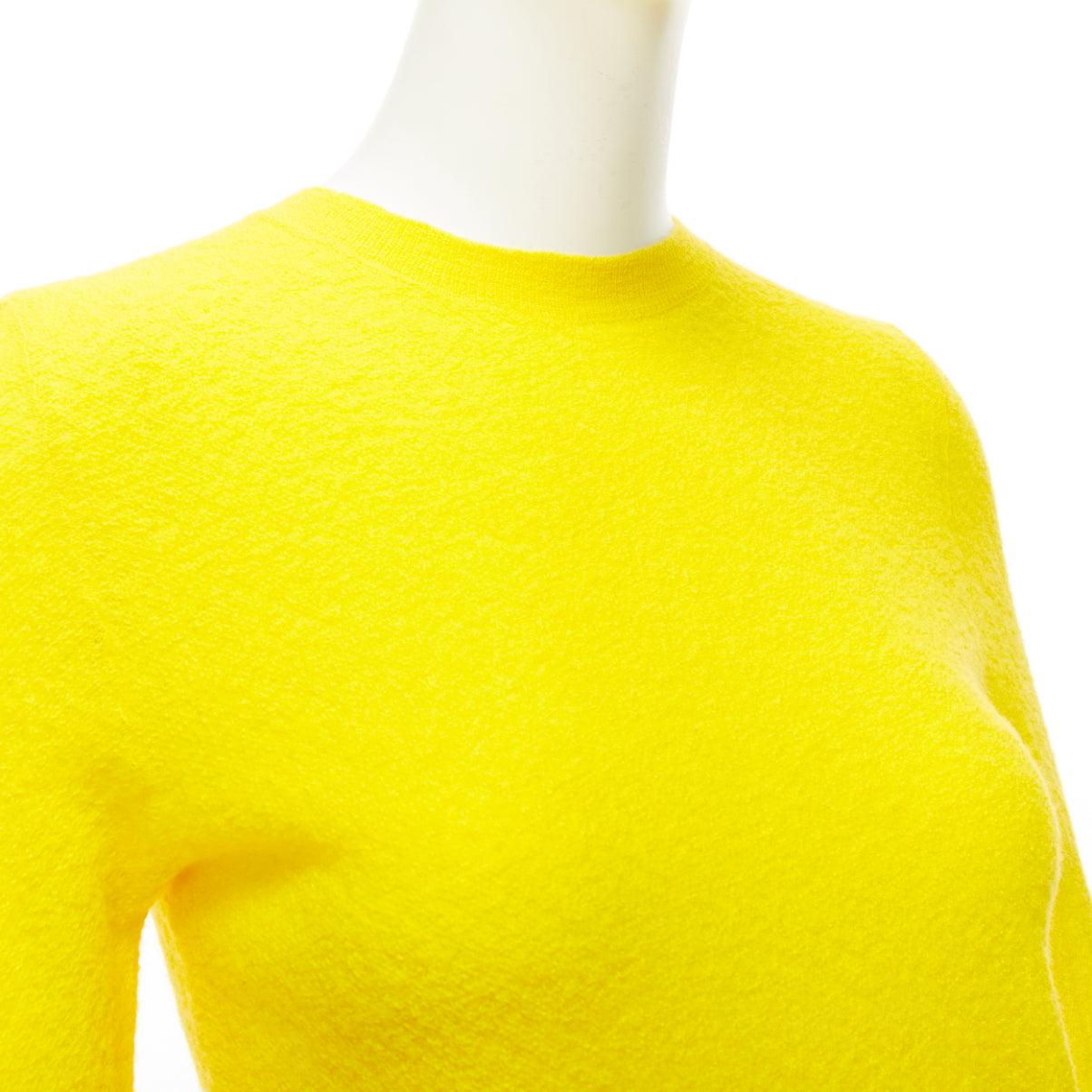 OLD CELINE Phoebe Philo 100% Wolle Sonnenschein gelber Pullover mit Rundhalsausschnitt S im Angebot 3