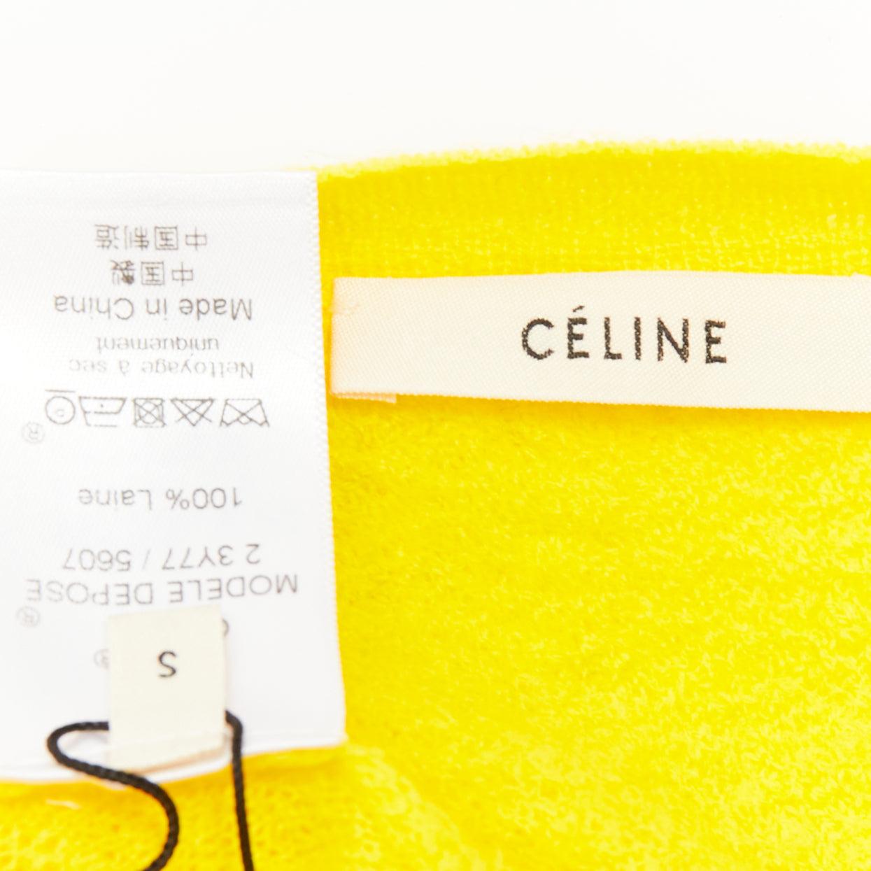 OLD CELINE Phoebe Philo 100% wool sunshine yellow crew neck sweater S For Sale 3