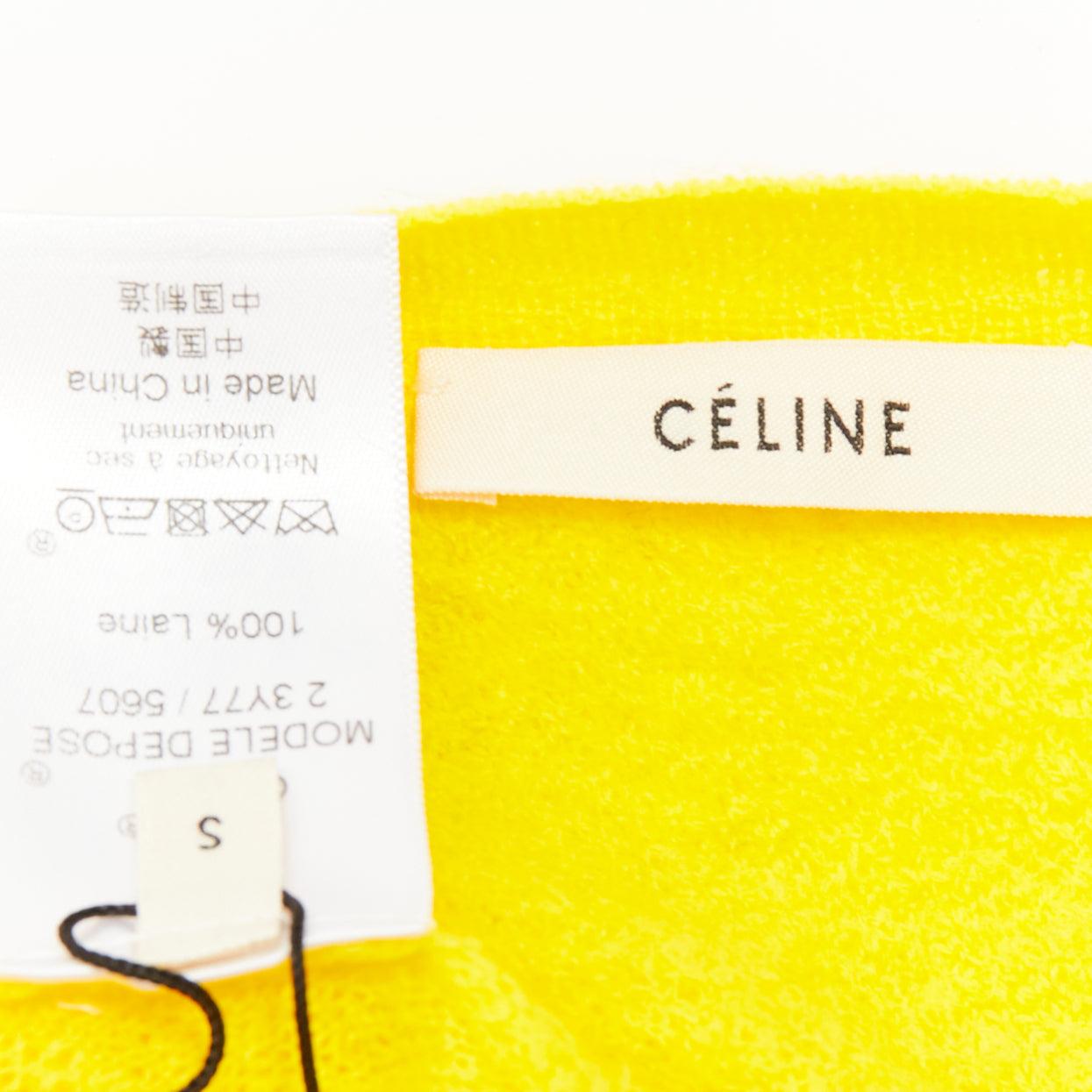 Pull-over à col ras du cou 100% laine jaune soleil OLD Celine Phoebe Philo S en vente 4