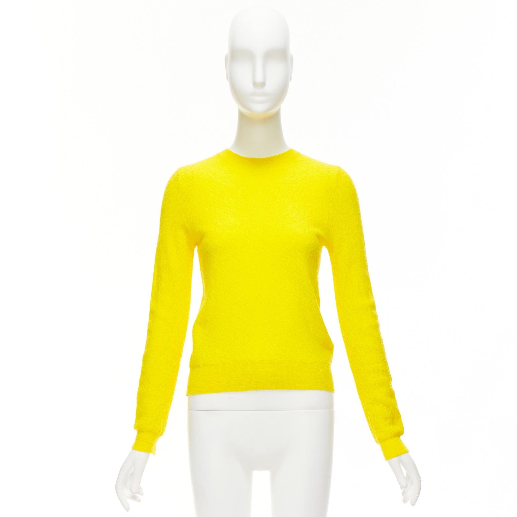 OLD CELINE Phoebe Philo 100% wool sunshine yellow crew neck sweater S For Sale 4