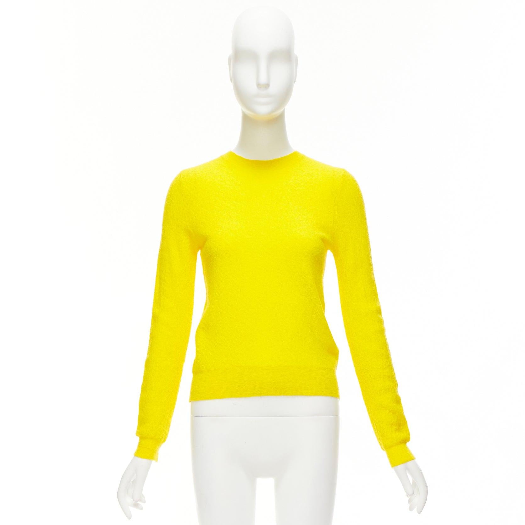 OLD CELINE Phoebe Philo 100% wool sunshine yellow crew neck sweater S For Sale 5