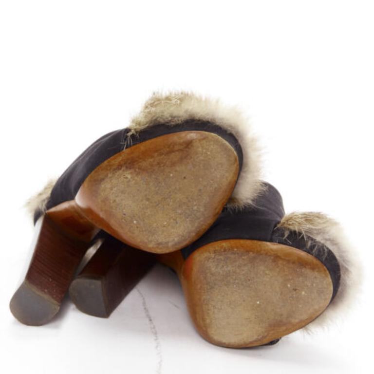 OLD CELINE Phoebe Philo 2010 Runway mules en daim noir et fourrure EU36 en vente 6