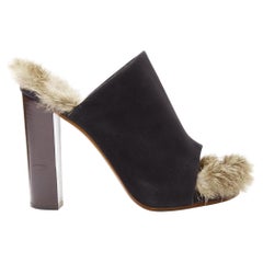 OLD CELINE Phoebe Philo 2010 Runway black suede fur mules EU36